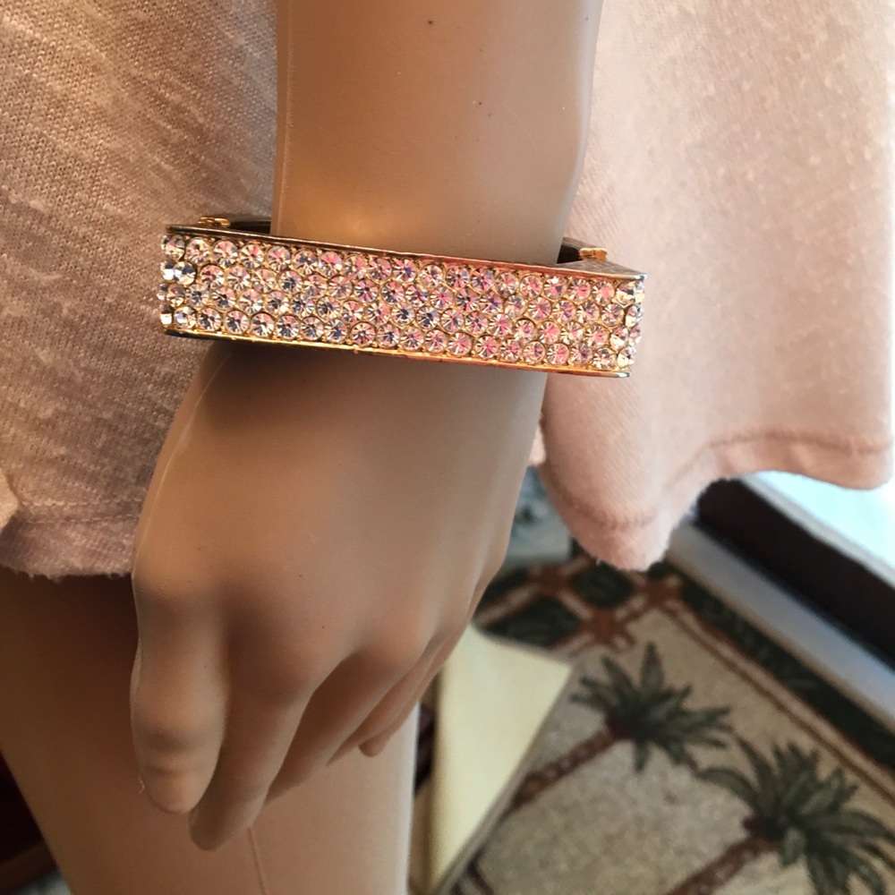 Square Gold Braclet with Iridescent crystal’s